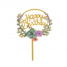 Топпер "Happy Birthday" цветы